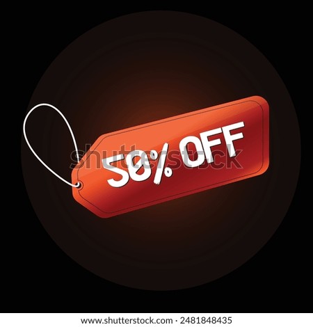 50% off sale offer label  in 3D