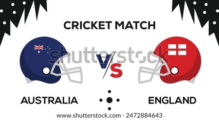 Australia VS England, Cricket Match concept with creative illustration of participant countries flag with white background. Australia VS England wallpaper, banner and poster. Vector EPS 10.