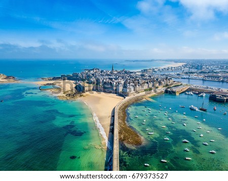 Aerial view of the beautiful city of Privateers - Saint Malo in Brittany, France Foto stock © 
