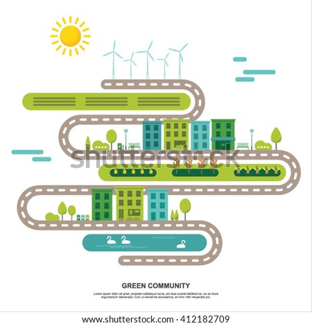 Green agriculture community concept vector illustration on white background