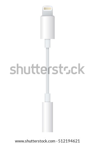 realistic white connector adapter. concept of analog connection, 3,5 mm, telephone equipment, innovation, 8 pin, transmission. flat style trend modern design vector illustration 