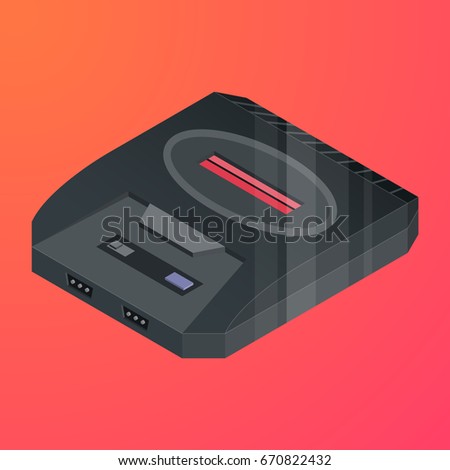 Retro video game console 3d isometric style. Oldschool  gaming