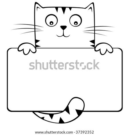 Outline Cat And Banner Stock Vector Illustration 37392352 : Shutterstock