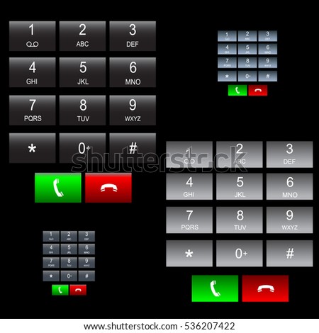 Set of Realistic Keypads for Computer / Mobile / Smart Phone on Black Background. 3D Vector Illustration