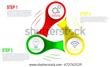 3 Steps Infographics Element in Spinner Shape for Diagram, Presentation or Web Design