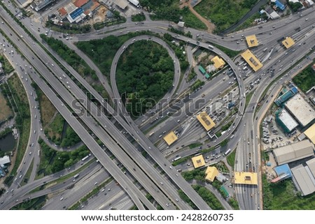 Similar – Image, Stock Photo Road infrastructure with roundabout in rural area