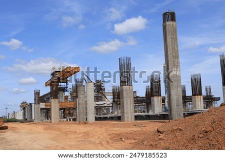 Image, Stock Photo New road construction site aerial view. Highway