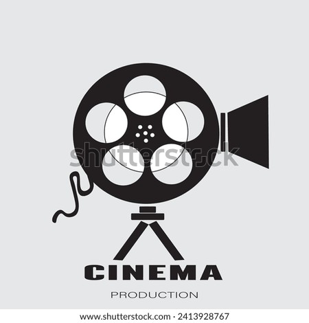 vintage video camera logo design for film, vector illustration