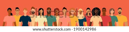 Diverse people group. Flat design vector illustration.