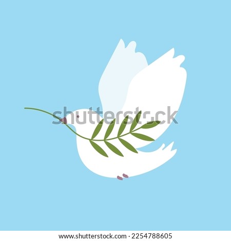 Happy Palm Sunday illustration with white dove carrying olive branch. Vector isolated.