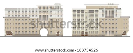 Drawings of houses of classical architecture of the end of 18-19-20 century.