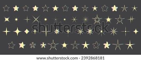 Pastel Stars Collection. Different Star Shapes in Pastel Gradient Yellow Blue Pink Colors. Star icons set vector illustration. Modern Flat Stars