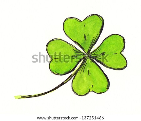 Four-Leaf Clover Watercolor Painting Stock Photo 137251466 : Shutterstock