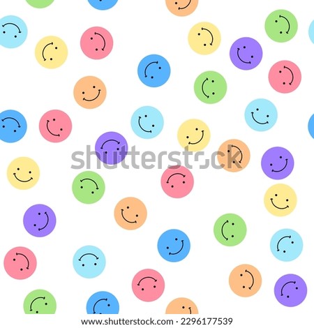 Seamless rainbow smiley pattern icon logo vector illustration.