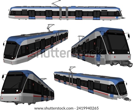 Vector sketch illustration of modern advanced monorail tram train design