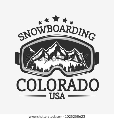 Snowboard retro label isolated on white background.Vector illustration.