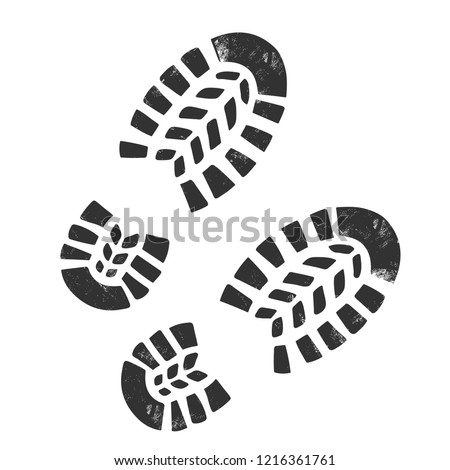 Boot Print isolated on white.Grunge effect.Vector illustration.