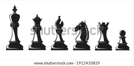 Collection of chess figures. Vector illustration.