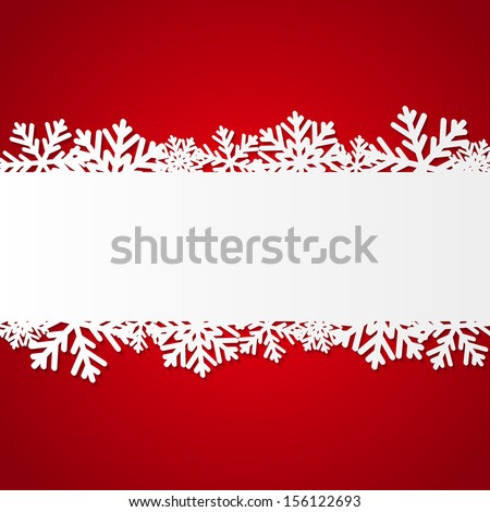 Red Christmas background with paper snowflakes
