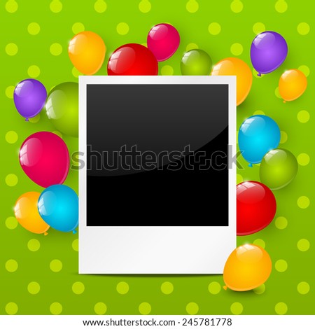 Birthday photo frame with color balloons