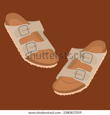 vector design of sandals, a type of popular Birkenstock with a combination of light brown colors