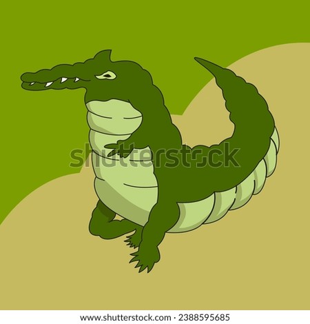 animated vector illustration of a walking crocodile with peace hands