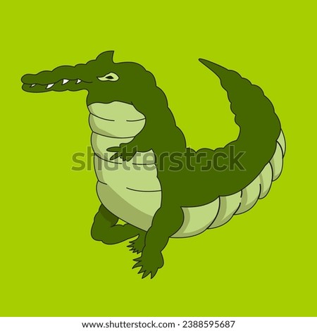 animated vector illustration of a walking crocodile with peace hands