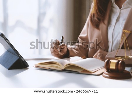 Image, Stock Photo Notebook on desk with keyboard in home office