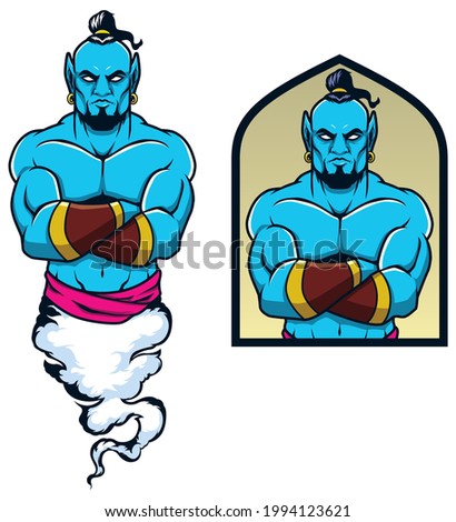 Mascot illustration of muscular genie awaiting your commands. Stok fotoğraf © 