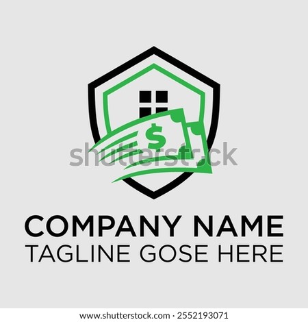 Vector money house logo design concept illustration idea. Home loans logo design template. Sale home logo design vector, fast, flash sale, payment logo design.