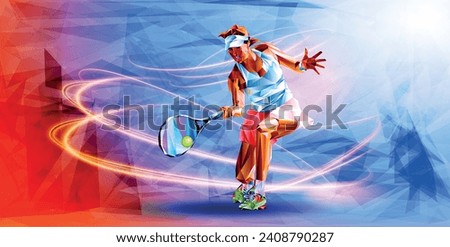 Olympic games, Paris 2024. Tennis Olympic games, Olympic games, The 2024 Summer Olympics.  Paris 2024. vector illustration in triangles runner.  Sport tennis of triangle . Vector