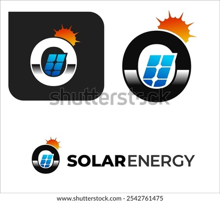 abstract professional Q letter solar energy logo with solar plate and sun , solar panel and renewable energy logo