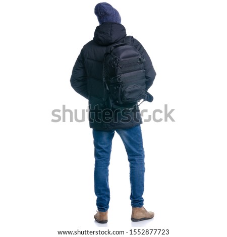 Similar – Image, Stock Photo Man in winter behind a cloud of snow