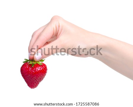 Similar – Image, Stock Photo Hand holding strawberry