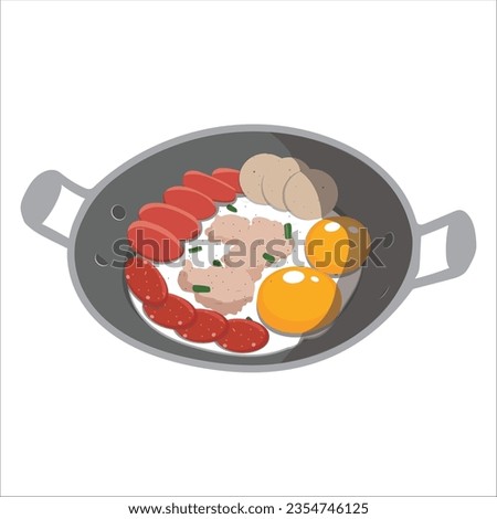 Pan-Fried egg With Toppings, Breakfast, Kai Kra Ta