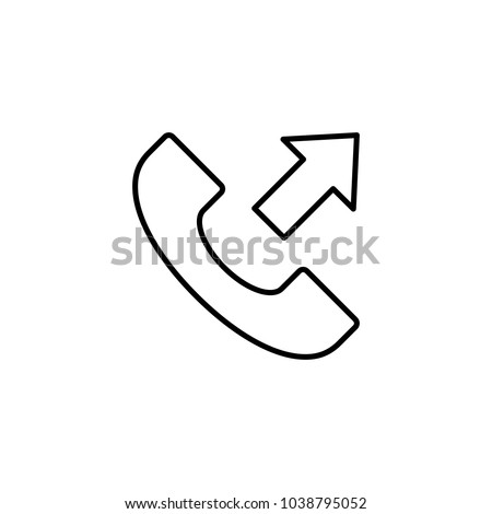 outcoming outbound phone call vector line black icon