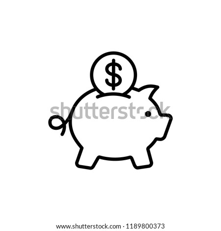 piggybank savings line outline icon on white background