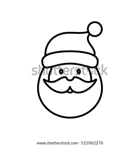 santa claus face beard moustache happy xmas christmas new year outline thin line vector icon black on white background