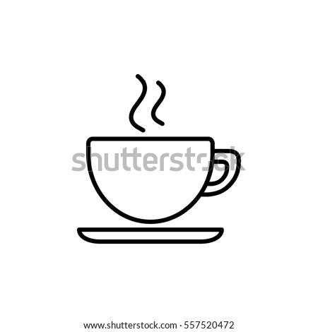 cup of coffee tea with steam line icon black on white