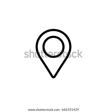 location map pin sign blue icon on white background