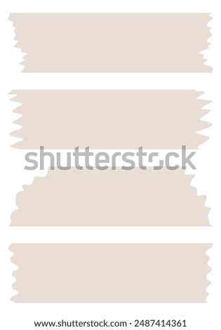 Set of brown washi tapes isolated on white. Washi tapes collection in vector. Pieces of decorative tape for scrapbooks. Torn paper. Beige