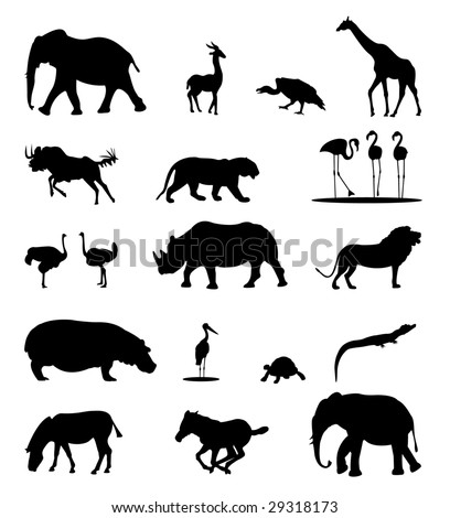 African Animals Silhouettes Stock Vector Illustration 29318173 ...