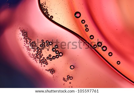 Red abstraction with bubbles