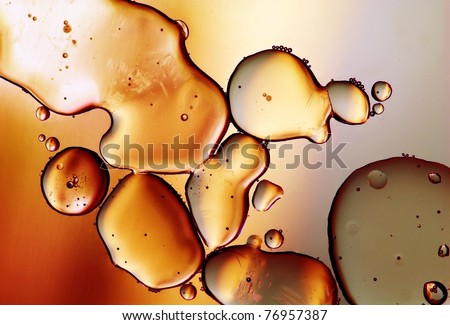 Oil drops on a water surface