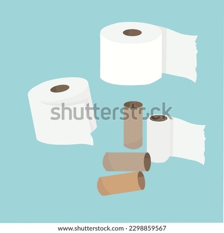 Toilet paper vector set. Toilet paper flat vector. Cartoon style.