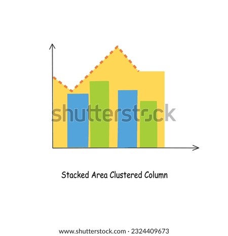 Combo chart vector in cartoon style. Combo graph flat vector isolated on white background. Data analysis, financial report, business analytics illustration. Infographic. Statistics graph.