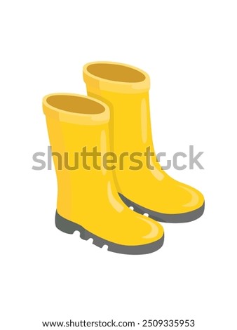 Rubber boots vector or rainy boots vector. Autumn element. Outdoor accessories in rainy days. Flat vector in cartoon style isolated on white background.