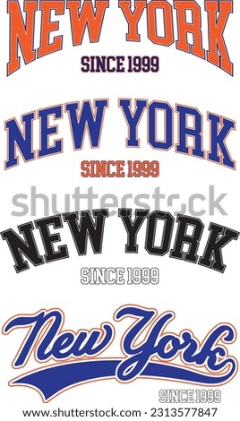 Vector Set of NEW YORK Varsity Graphics, Vintage Baseball font, Athletic Typography