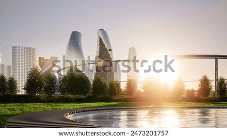 Similar – Image, Stock Photo City view with windmill