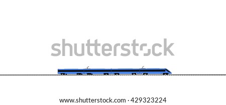 Vector blue Fast train on white